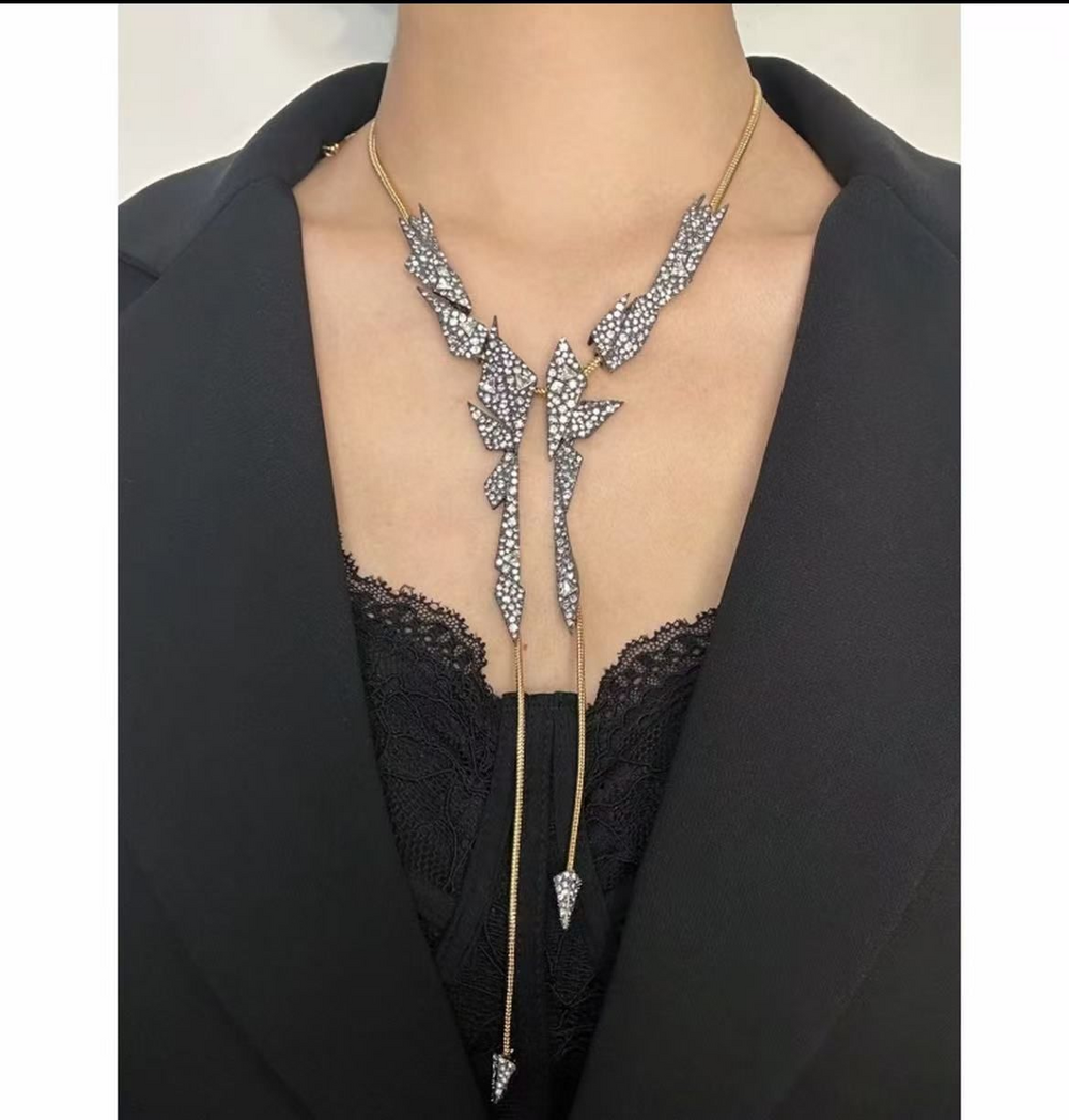Alexis Bittar Origami Black Spike Mixed‑Metal Lariat Y‑Necklace Retired